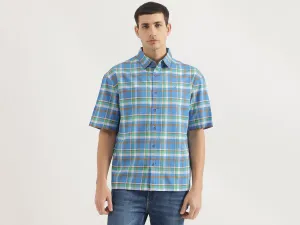 Oversized Fit Spread Collar Checkered Shirt