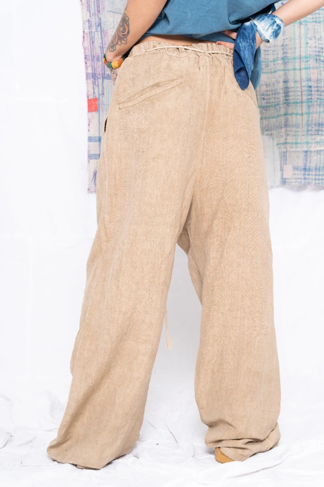 P73 Flare Pleated Wild Silk & Hemp Uneven Dye Clay