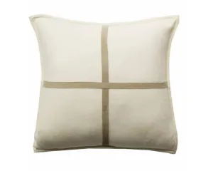 Palermo Cashmere Pillow with Cross Suede - Ivory