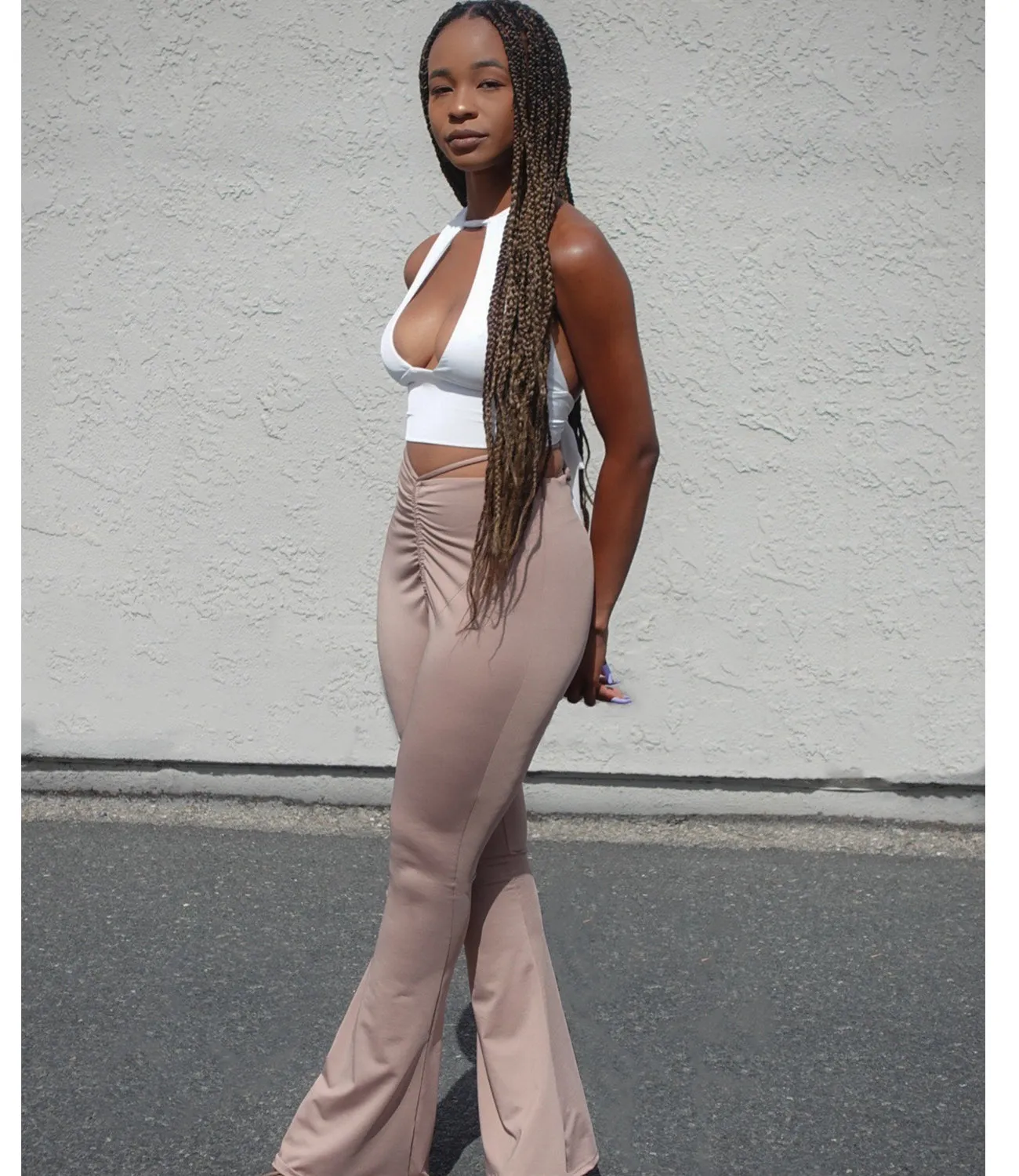 Paris Wrap Up Flare Pants(Mocha)