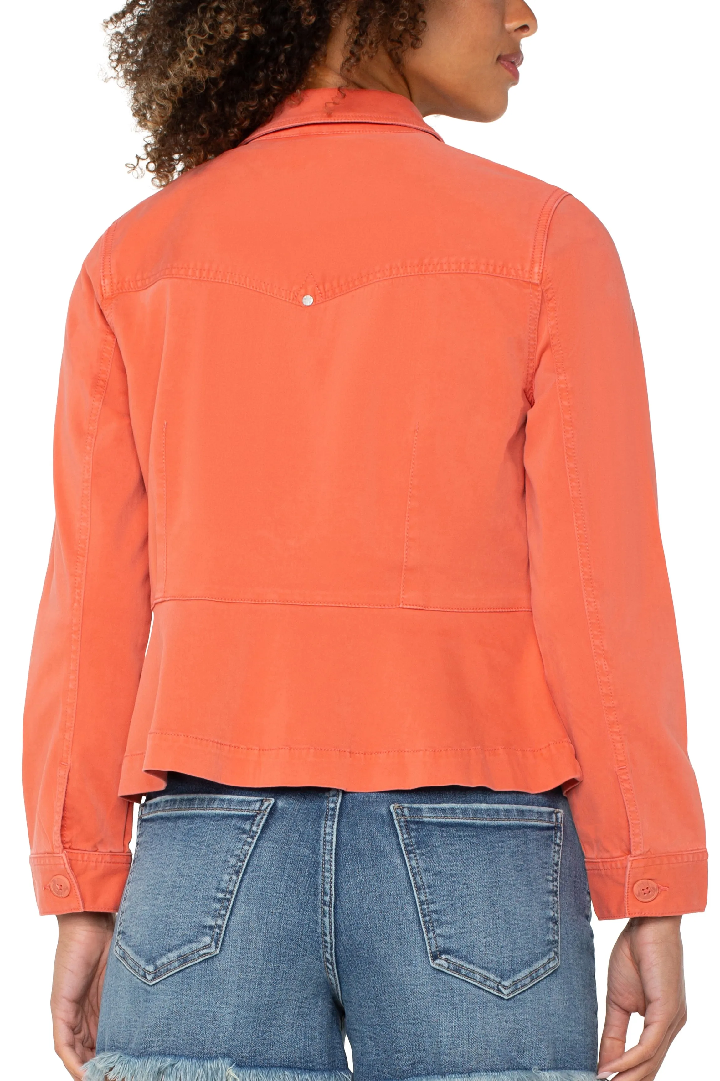 Peplum Hem Trucker Jacket | Papaya