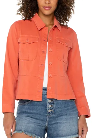 Peplum Hem Trucker Jacket | Papaya