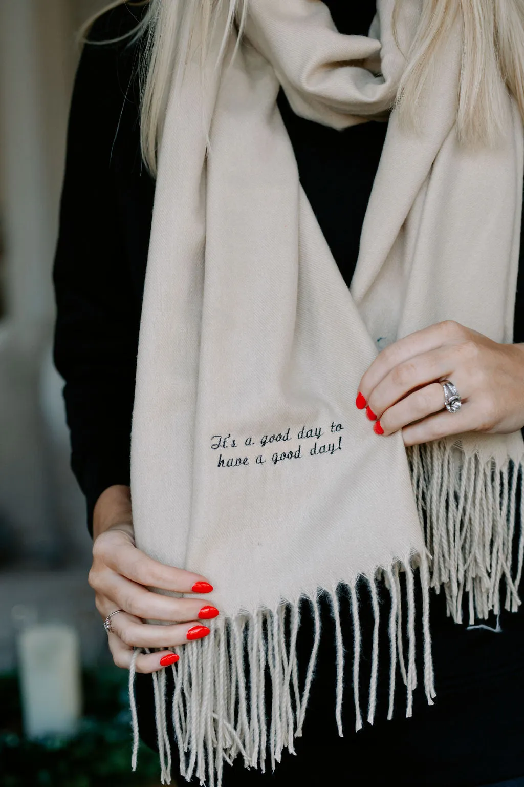 Personalised Message Cashmere Blend Scarf