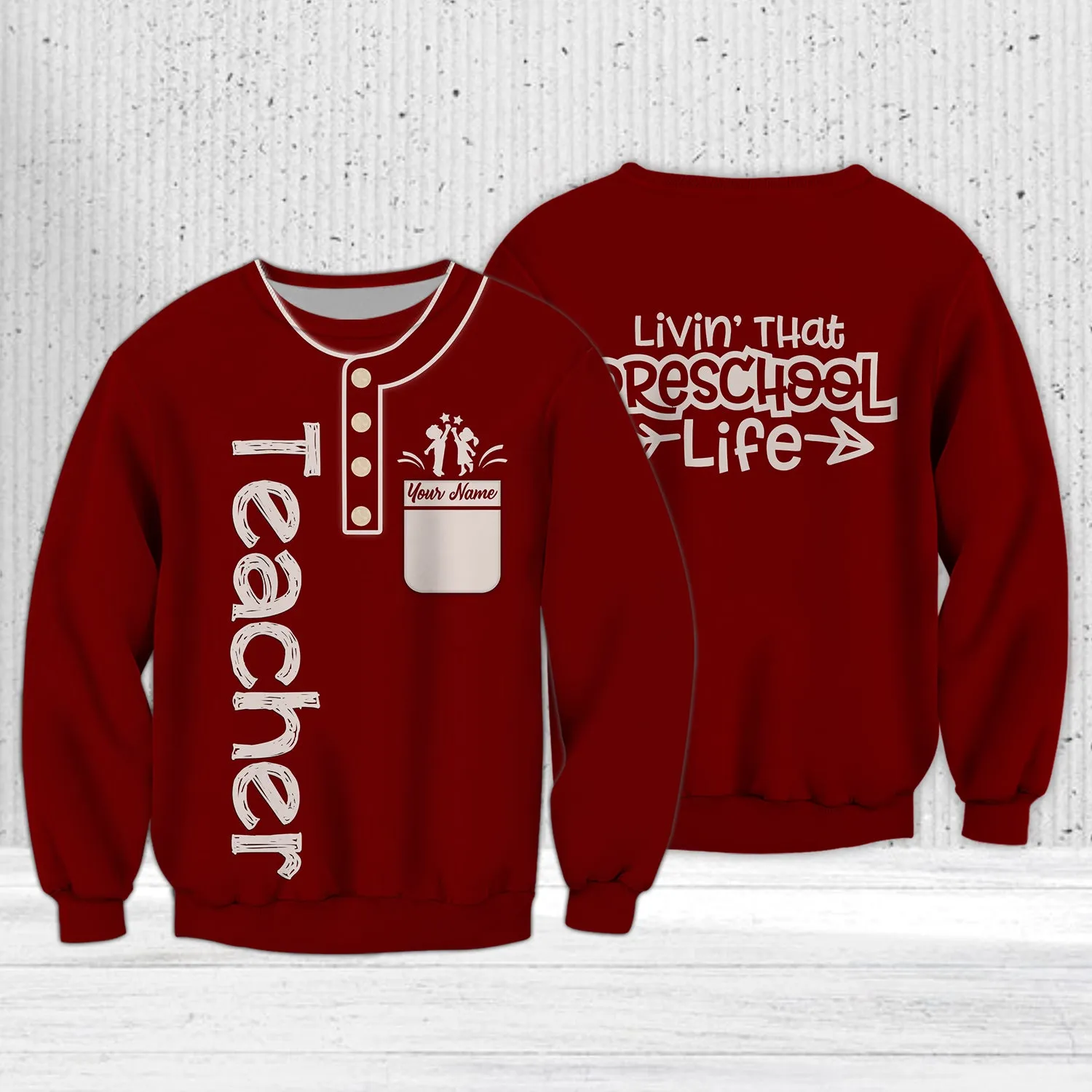 Personalized Preschool Teacher Graphic Design 3D Printed Shirts
