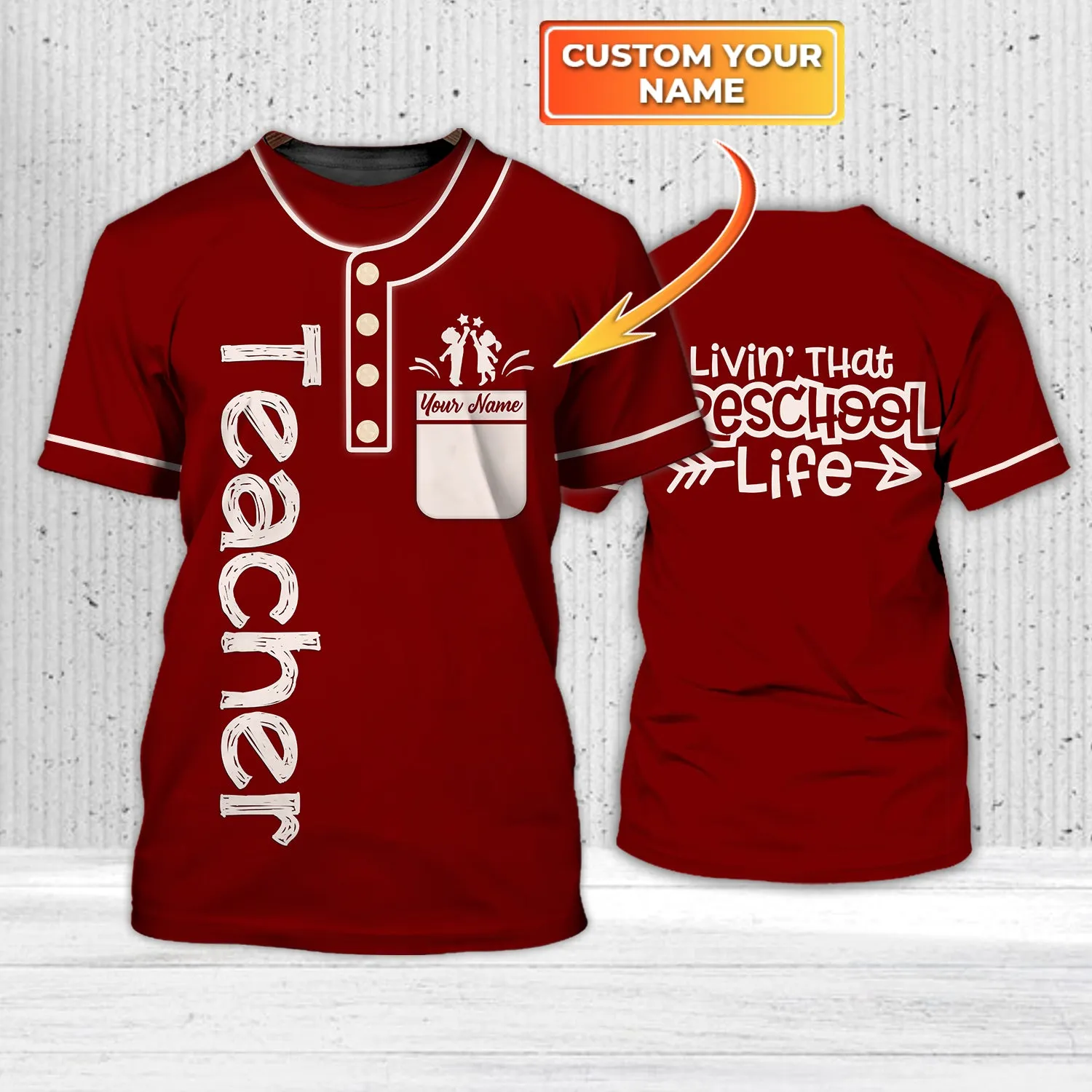 Personalized Preschool Teacher Graphic Design 3D Printed Shirts