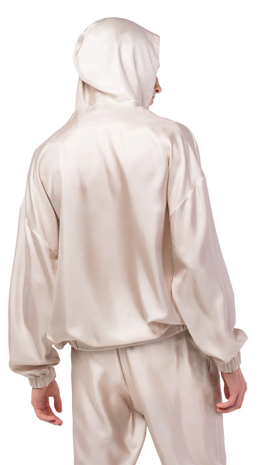 Plain Beige Silk Hoodie