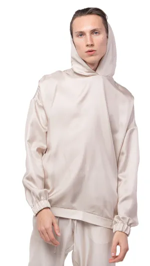 Plain Beige Silk Hoodie