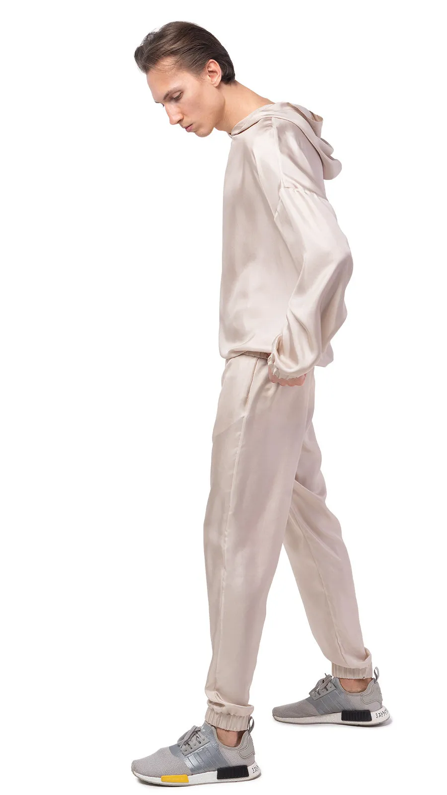 Plain Beige Silk Hoodie