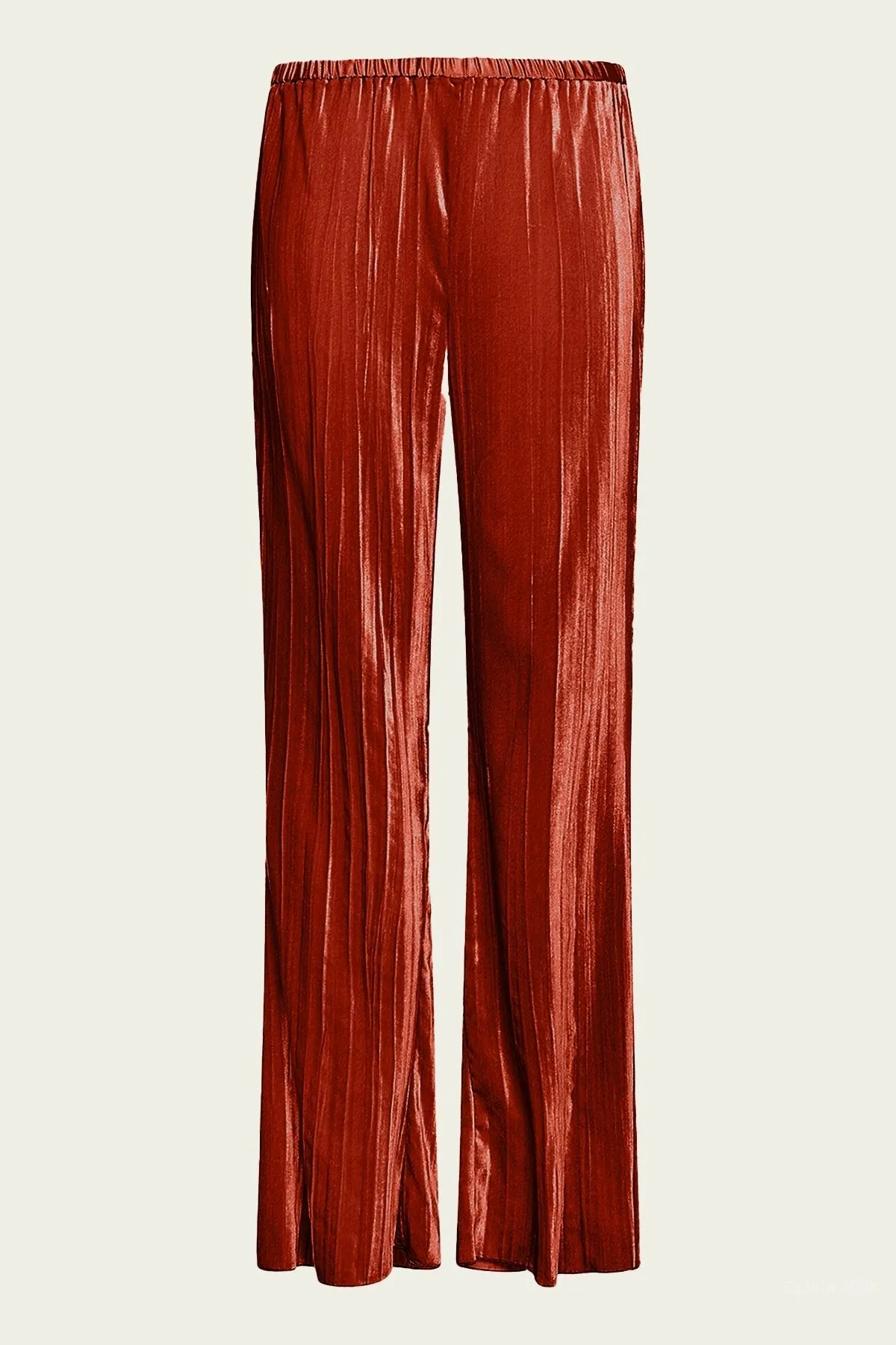 Pliss Velvet Flare Pant in Saffron