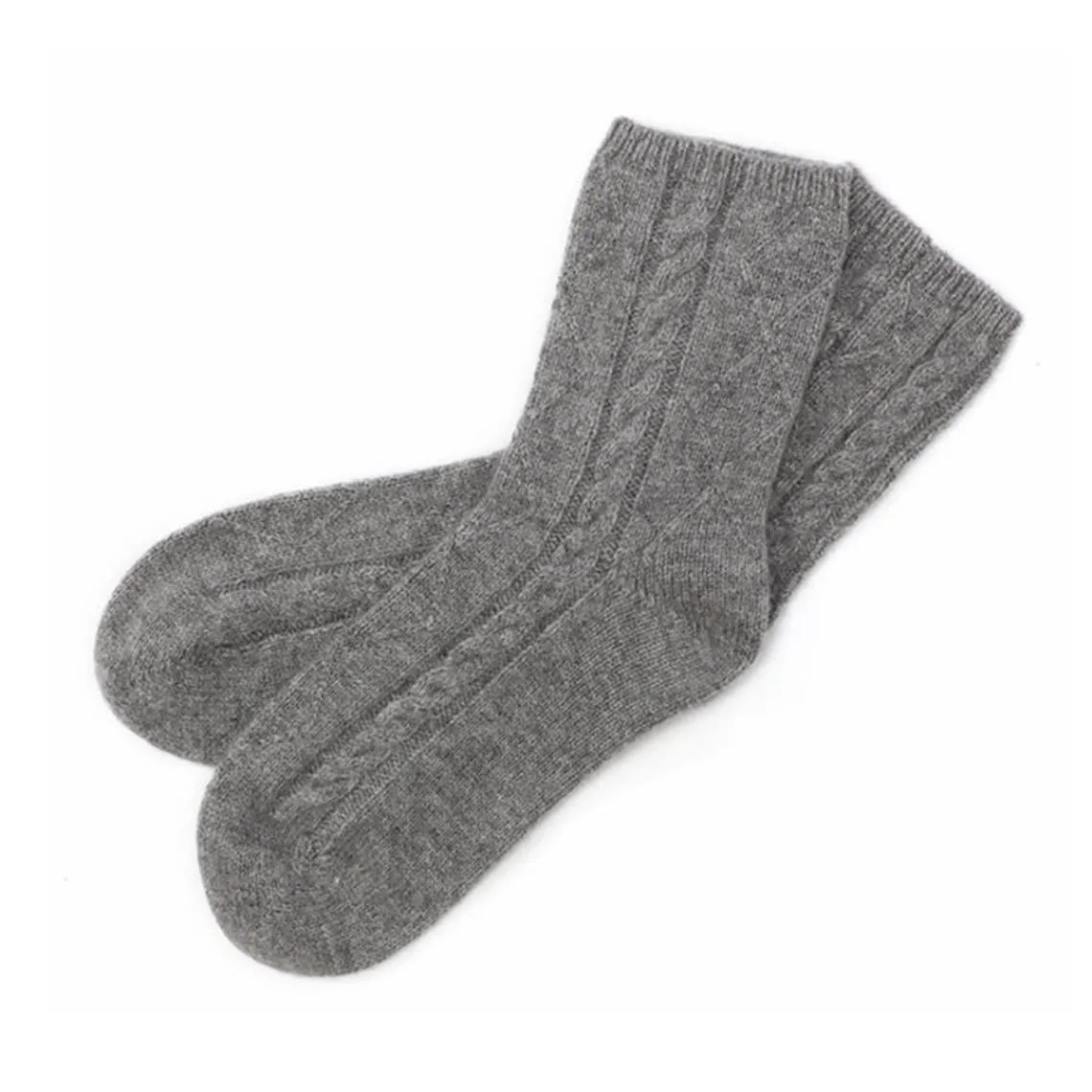 Premium 100% Cashmere Cable Knit Sleep Socks