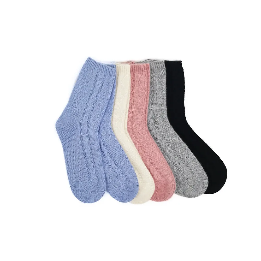 Premium 100% Cashmere Cable Knit Sleep Socks