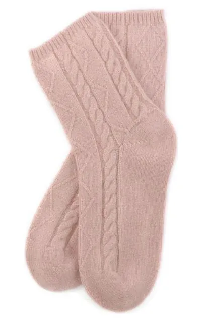 Premium 100% Cashmere Cable Knit Sleep Socks