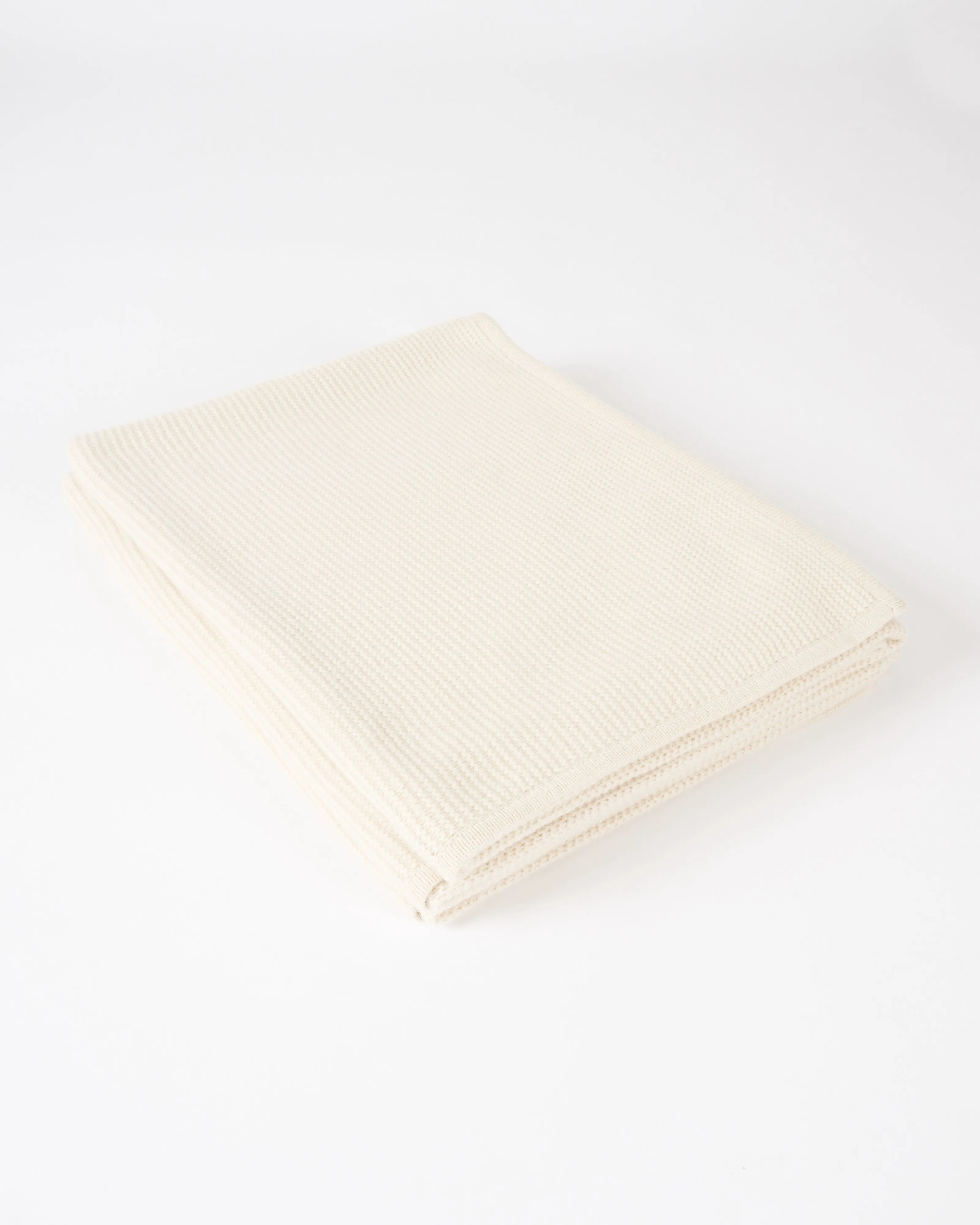 purl knit cashmere throw with border