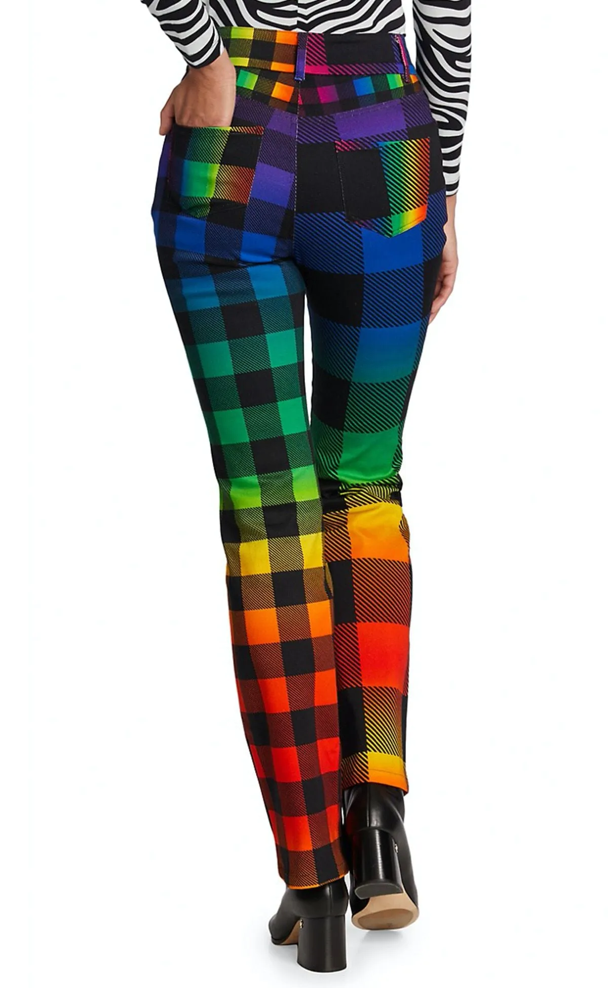 Rainbow Gingham Flare Jean