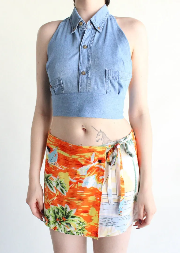 RCYCLD Denim Halter Top