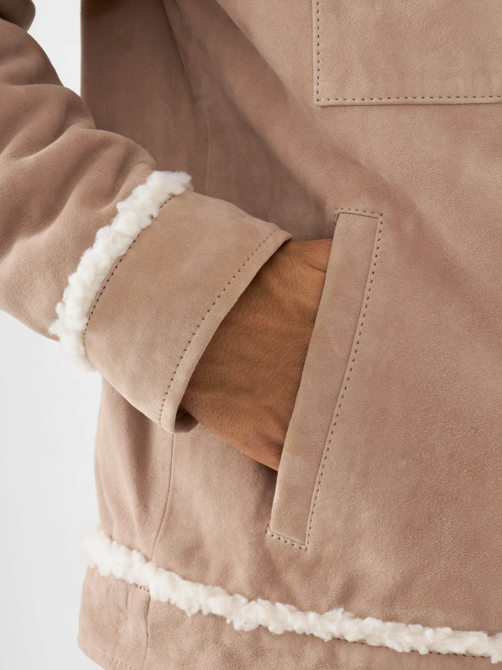Real Suede Shearling Trucker Jacket