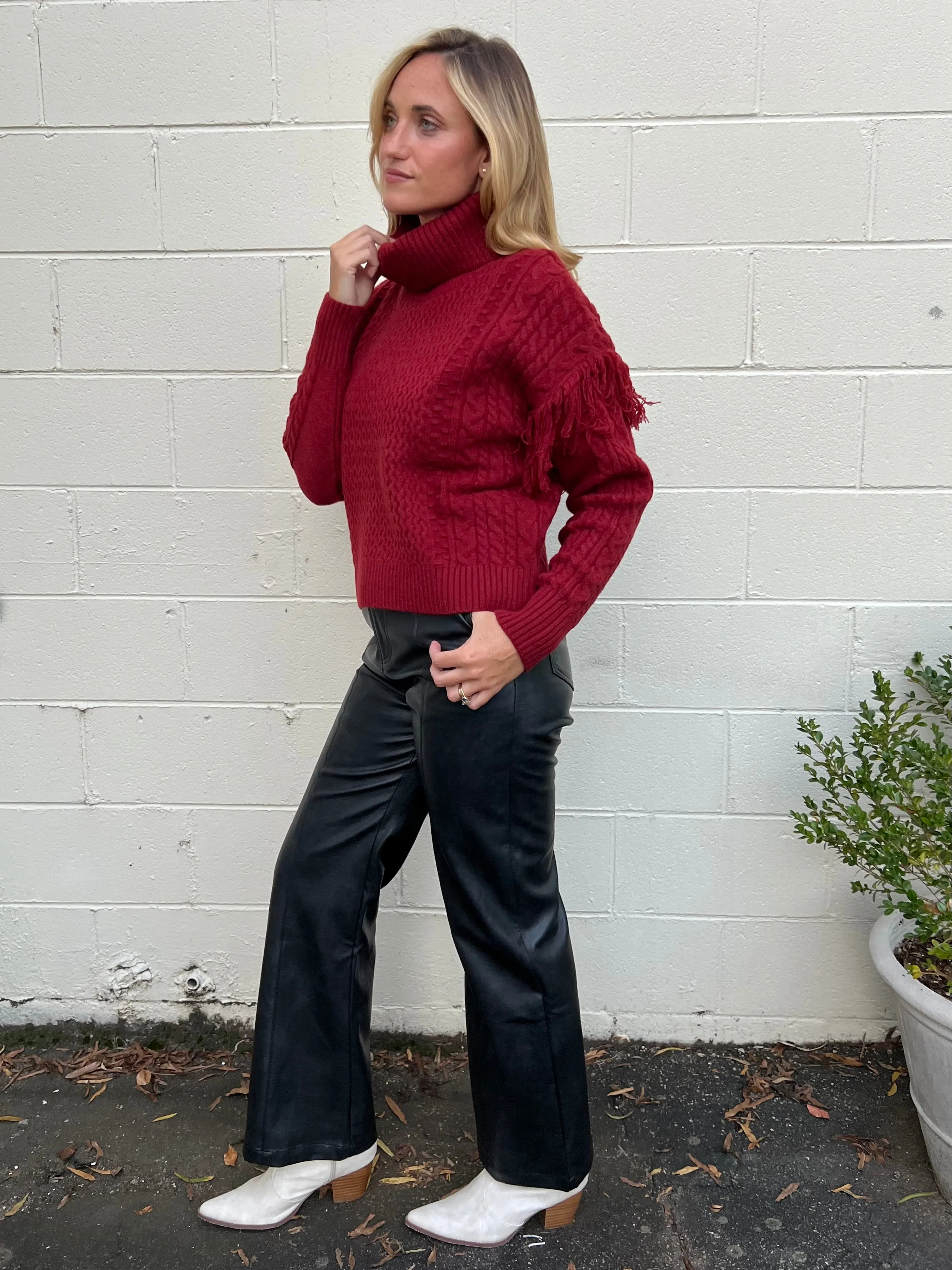 Rebel Faux Leather Wide Leg Pants