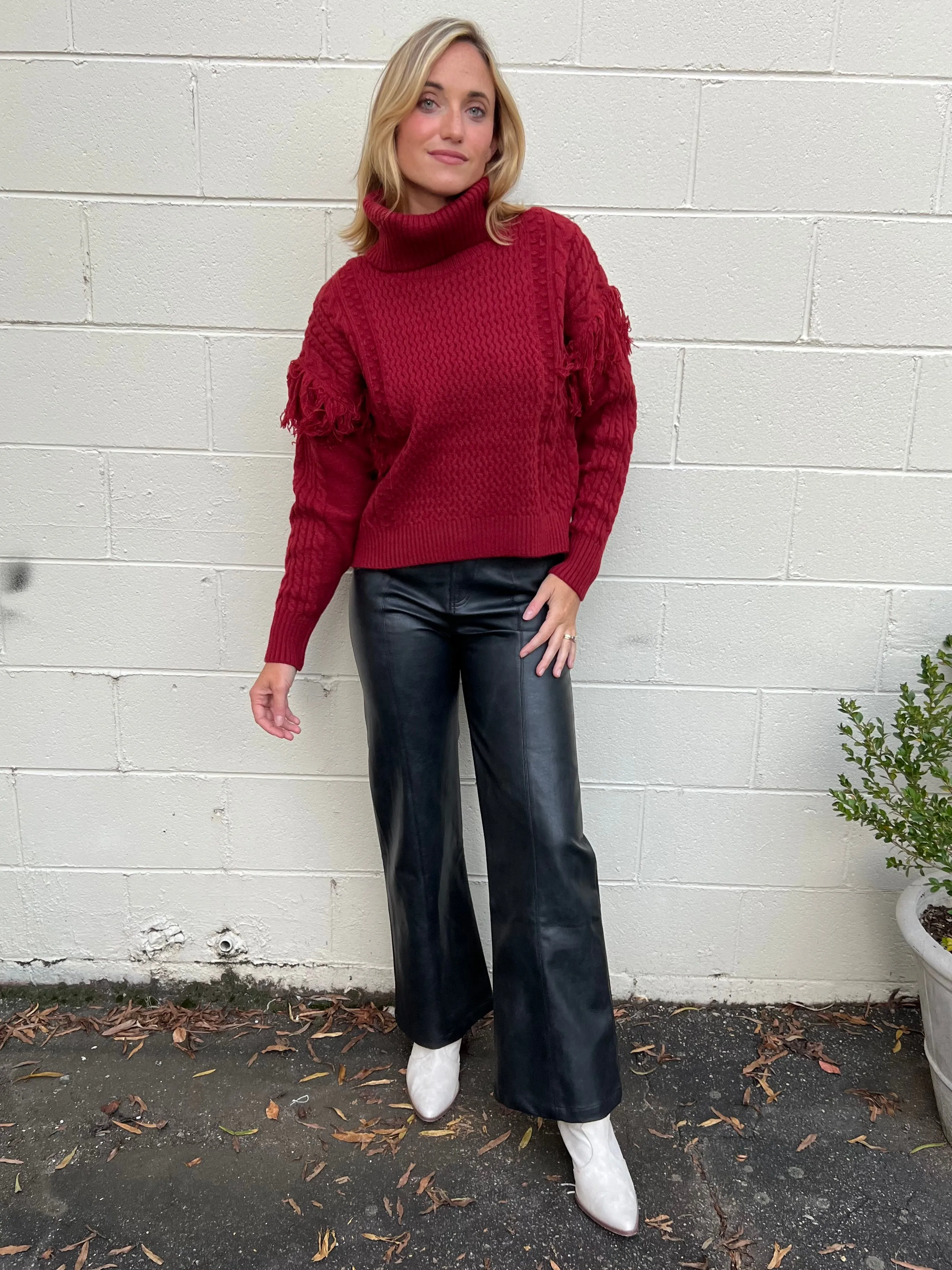 Rebel Faux Leather Wide Leg Pants