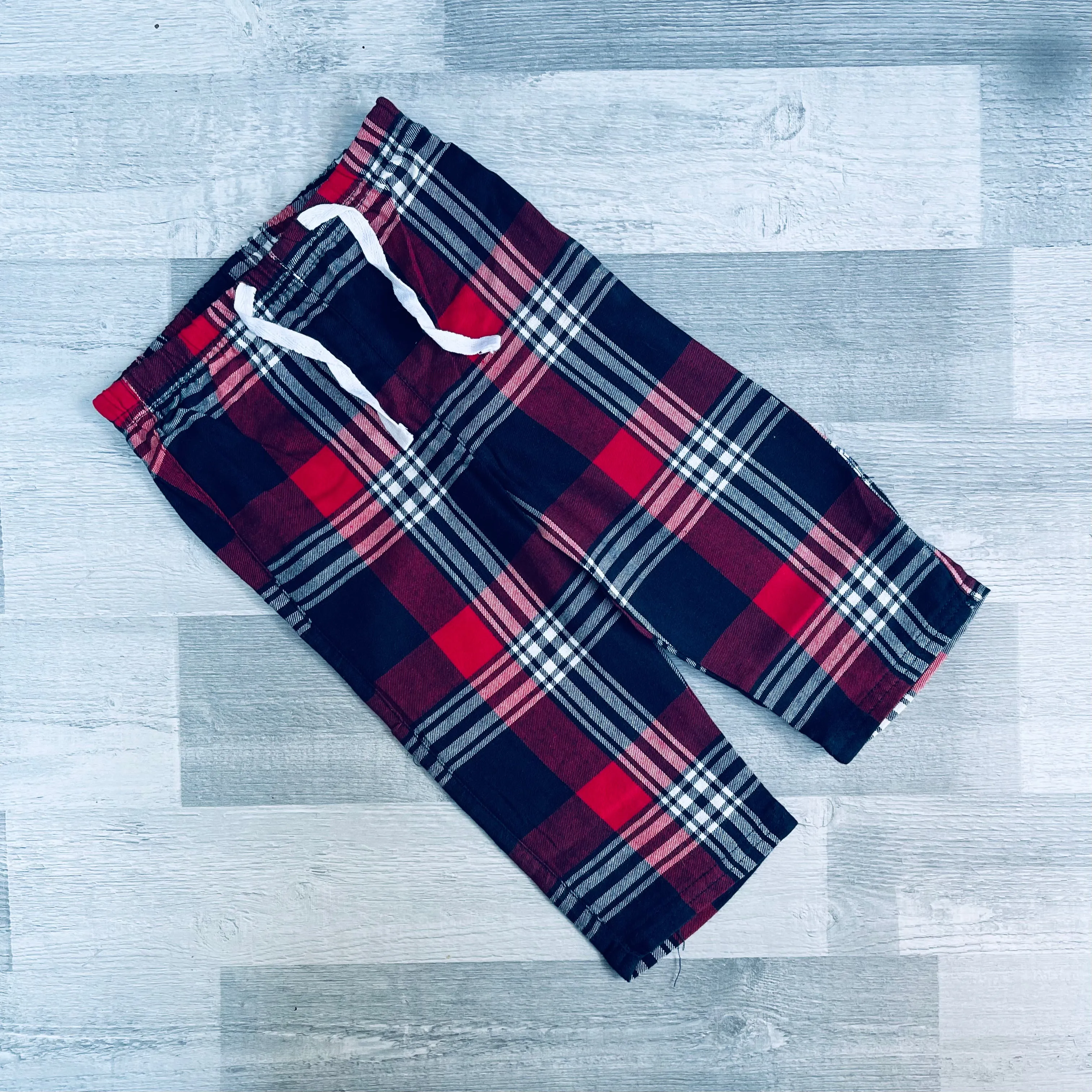 Red & Navy Tartan PJ Bottoms - 12-18 Months