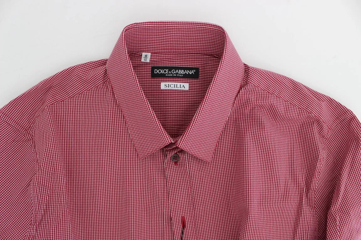 Red Checkered Slim Fit SICILIA Shirt