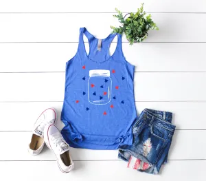 Red White And Blue Firefly Tank | 4th Of July Tank | 4th Of July Shirt | Women's Fitting Racer Tank Shirt