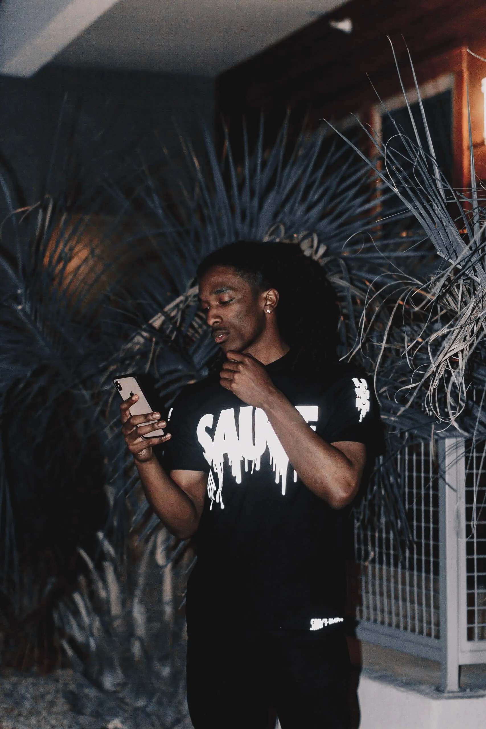 Reflective Sauce | Black Tee (Checkered Drippin Sleeve)