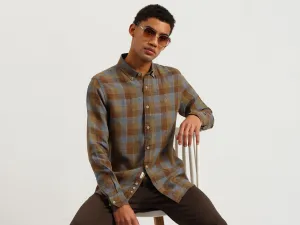 Regular Fit Button Down Collar Checkered Shirt