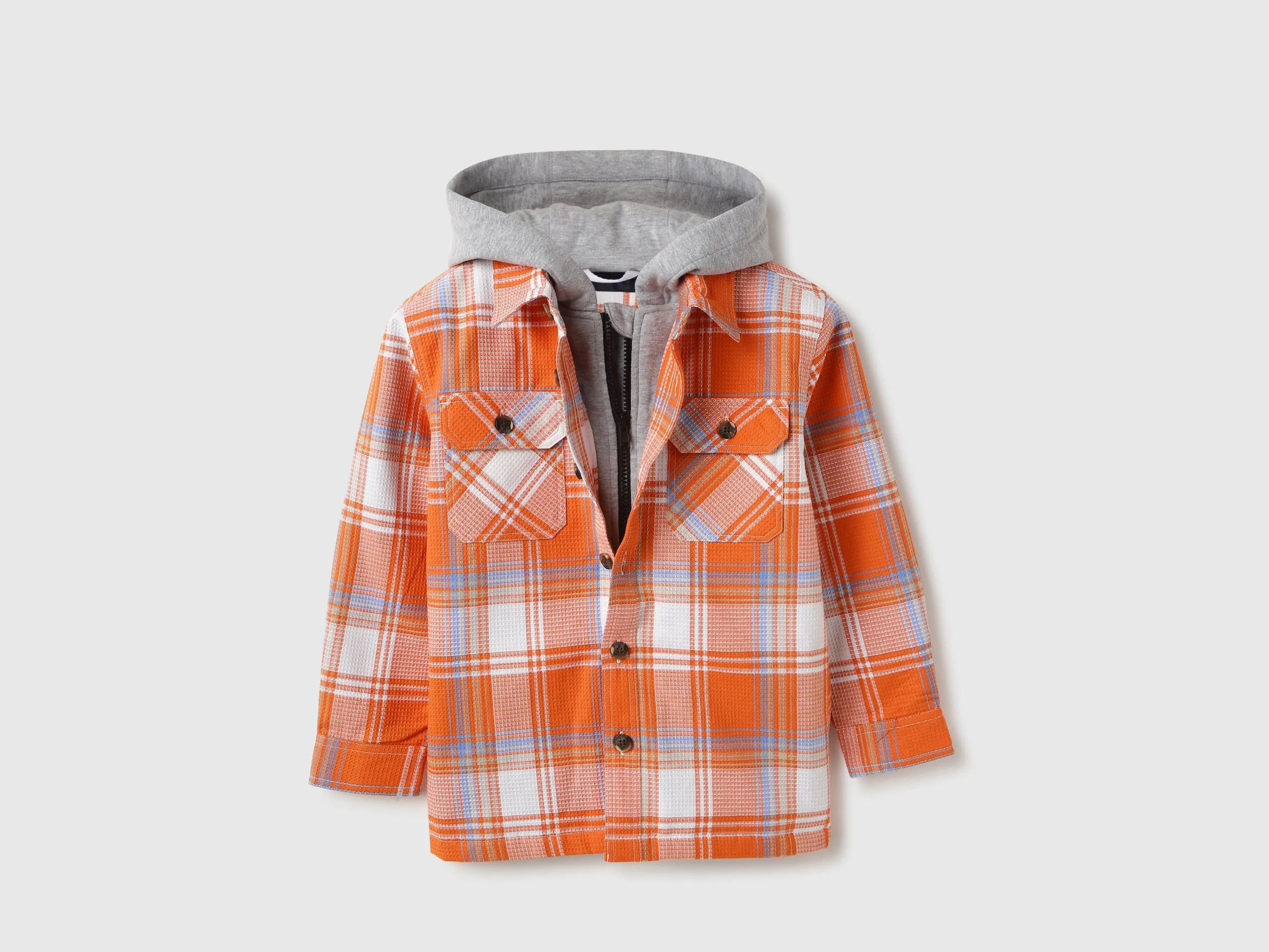 Regular Fit Hooded Neck Checkered Shirt