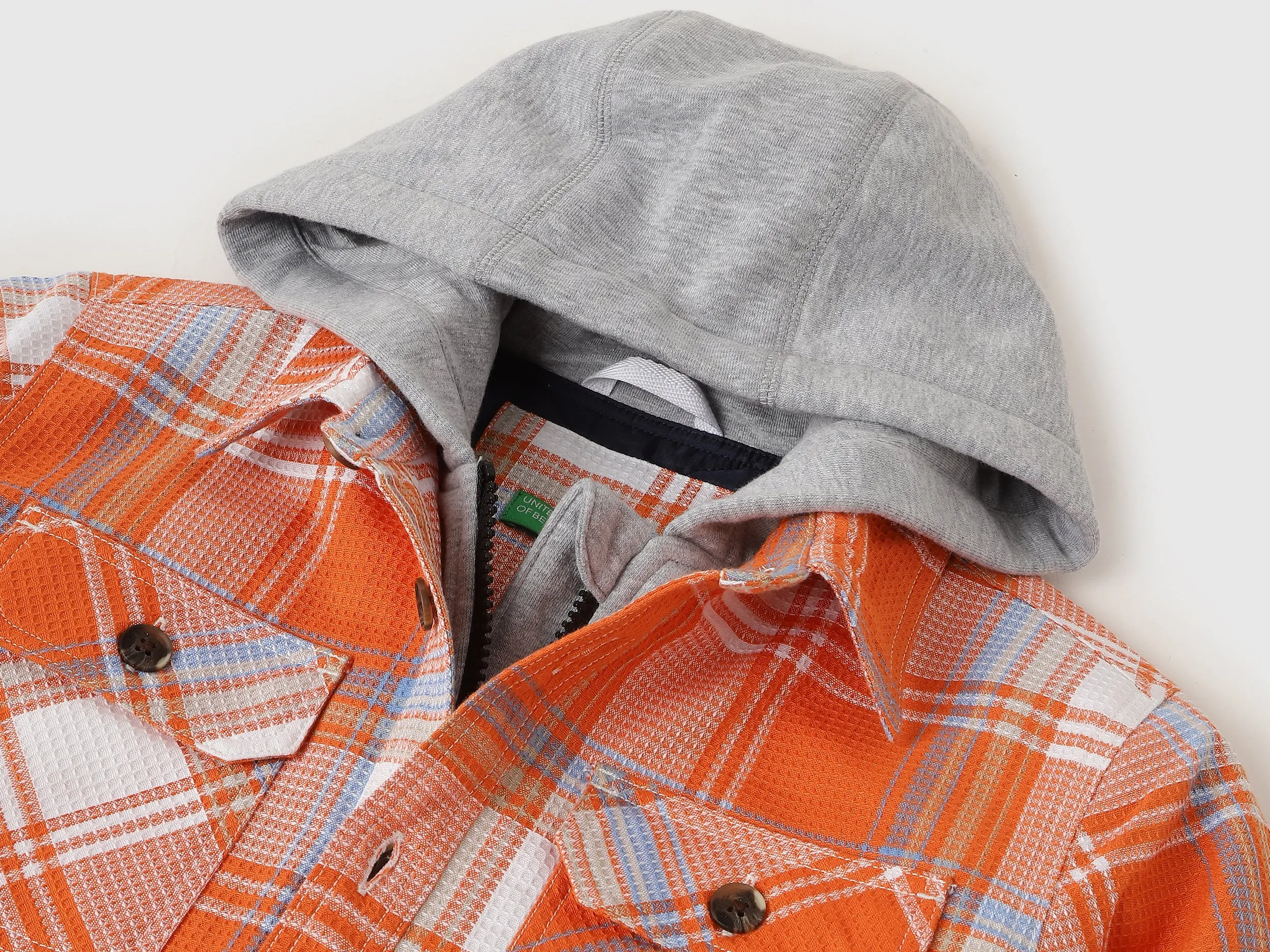 Regular Fit Hooded Neck Checkered Shirt