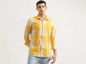 Regular Fit Spread Collar Checkered Shirt