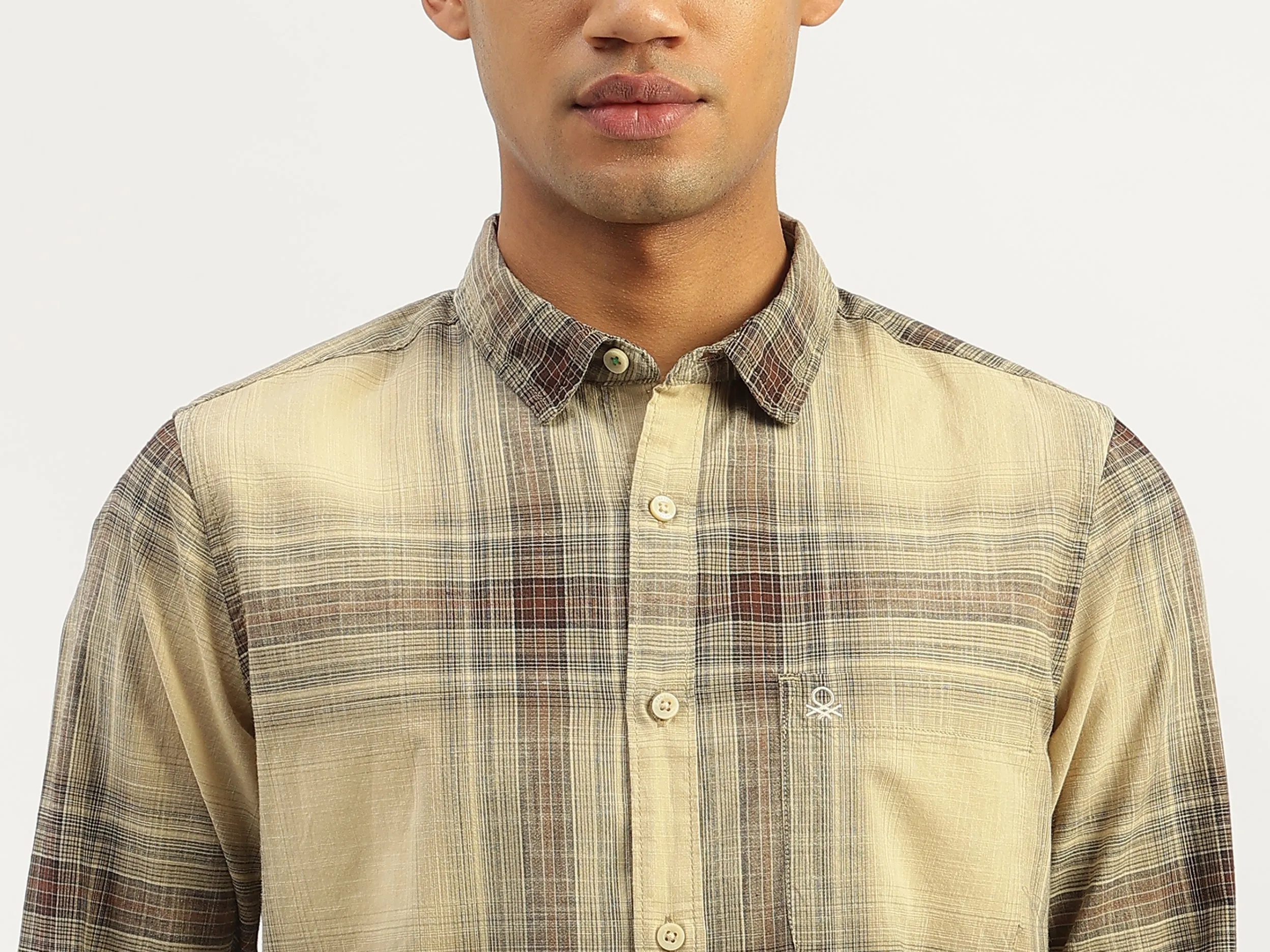 Regular Fit Spread Collar Checkered Shirt