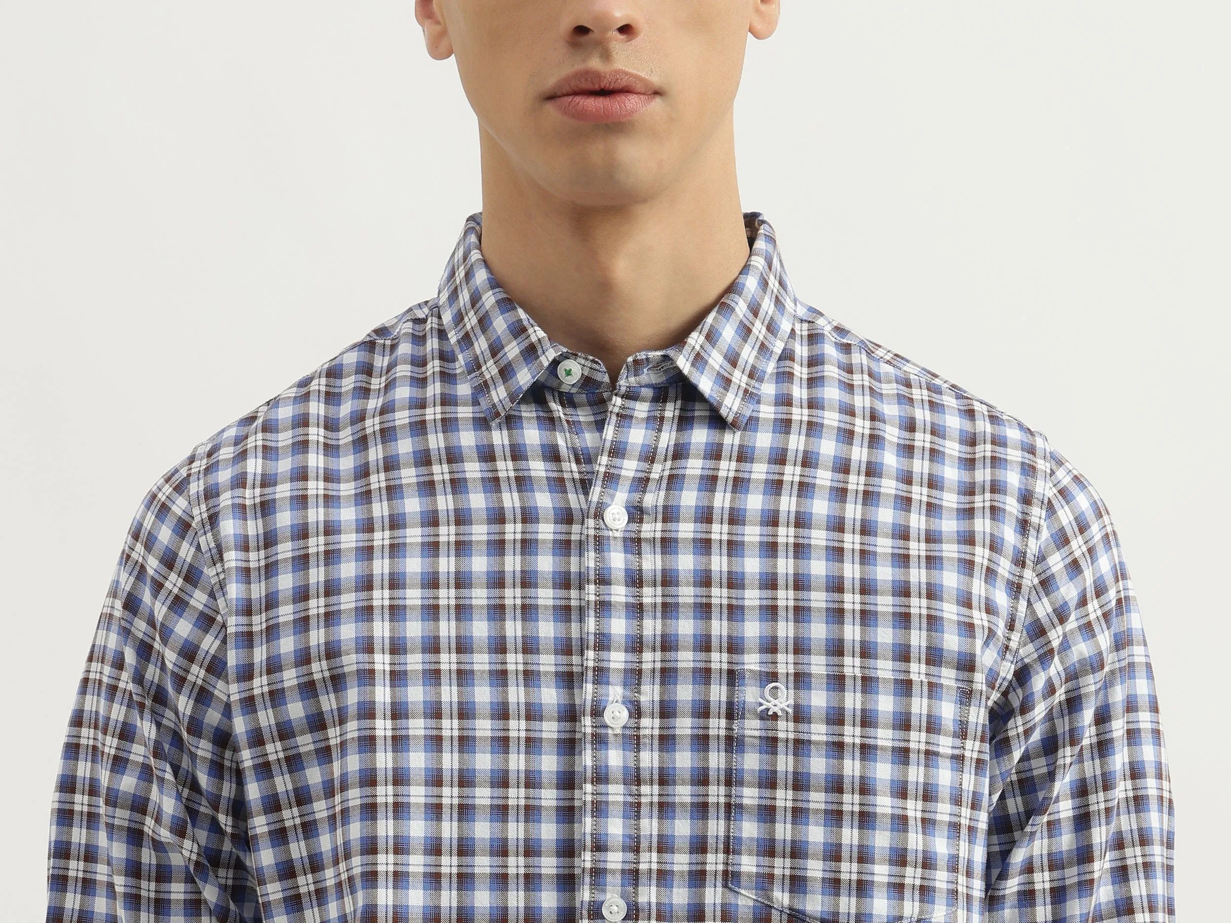 Regular Fit Spread Collar Checkered Shirts