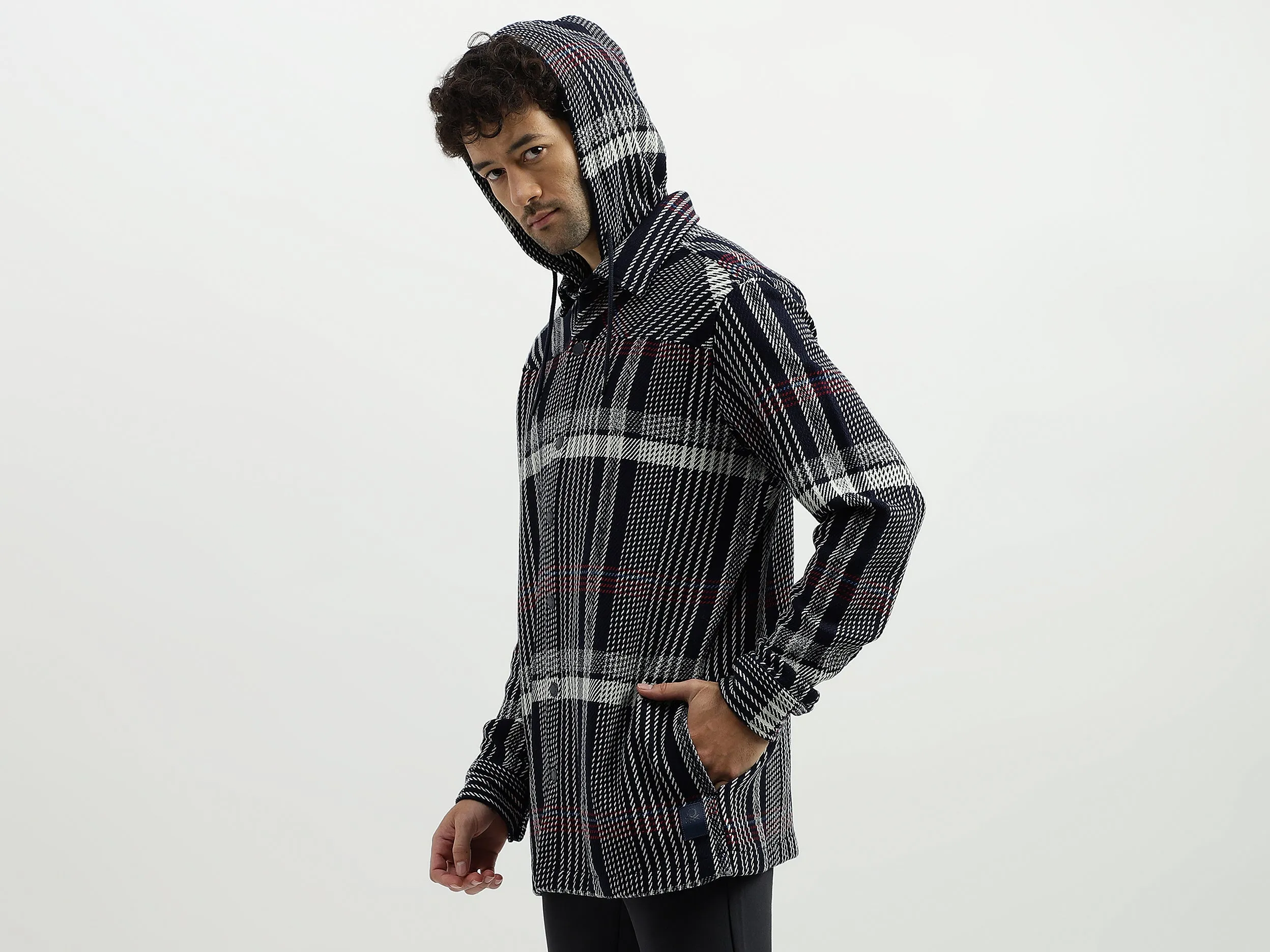 Regular Hooded Neck Checkered Shirts