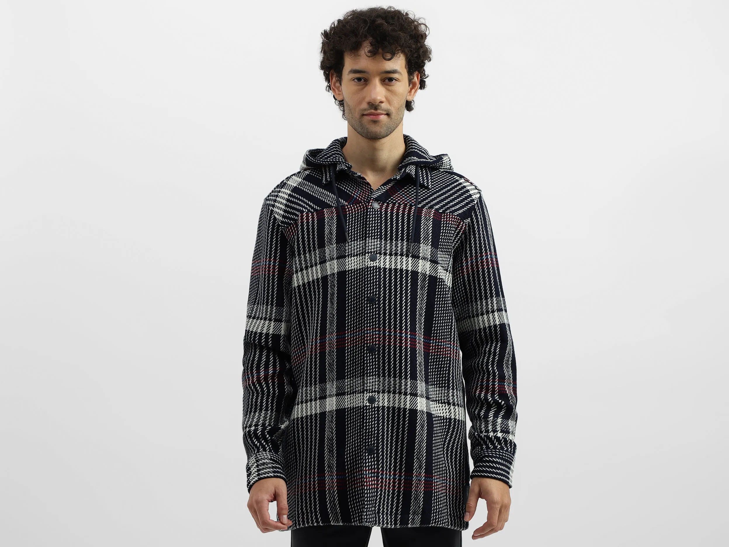 Regular Hooded Neck Checkered Shirts