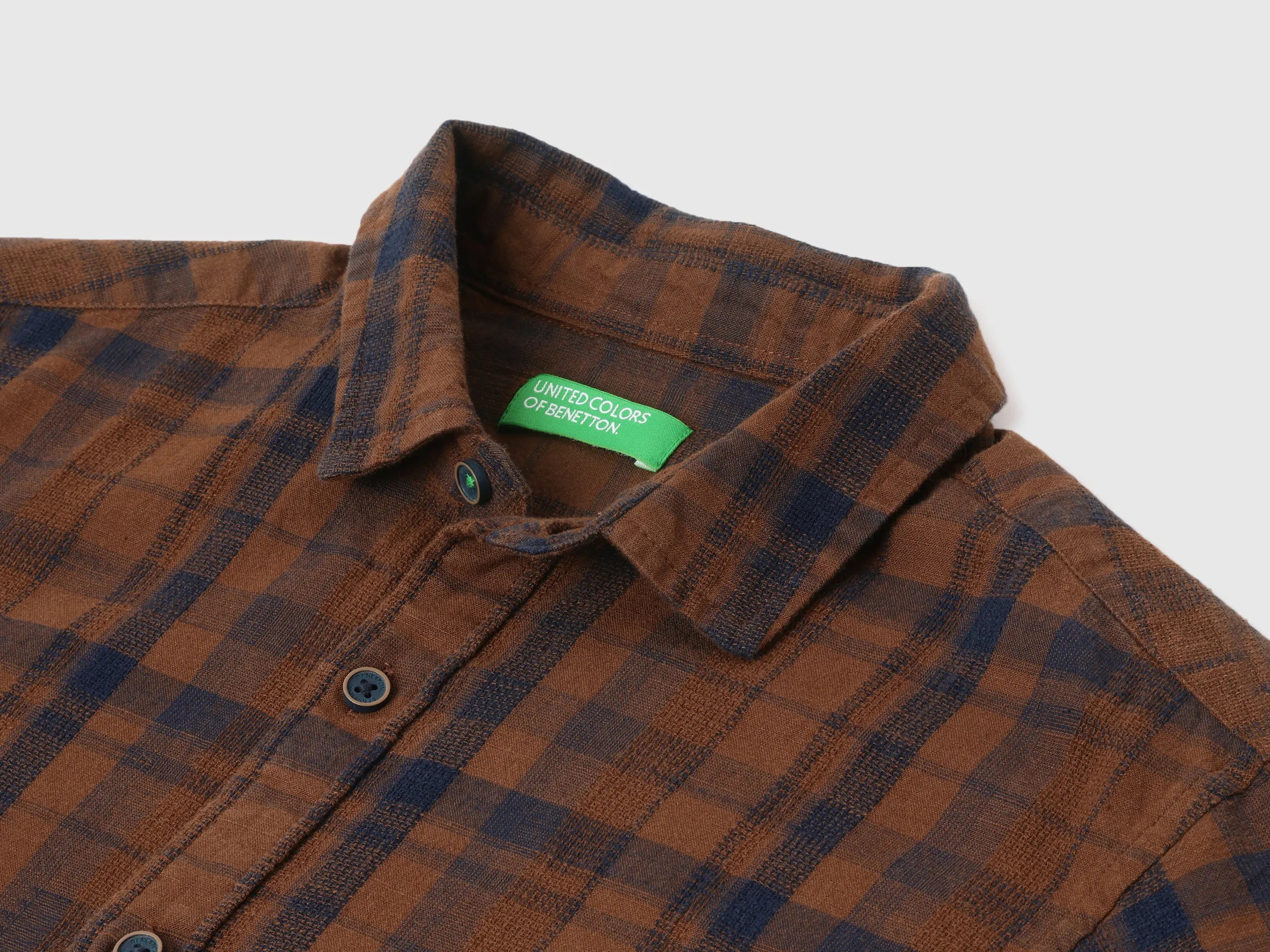 Regular Spread Collar Checkered Shirt