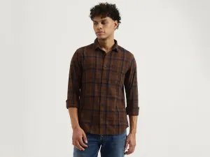 Regular Spread Collar Checkered Shirt