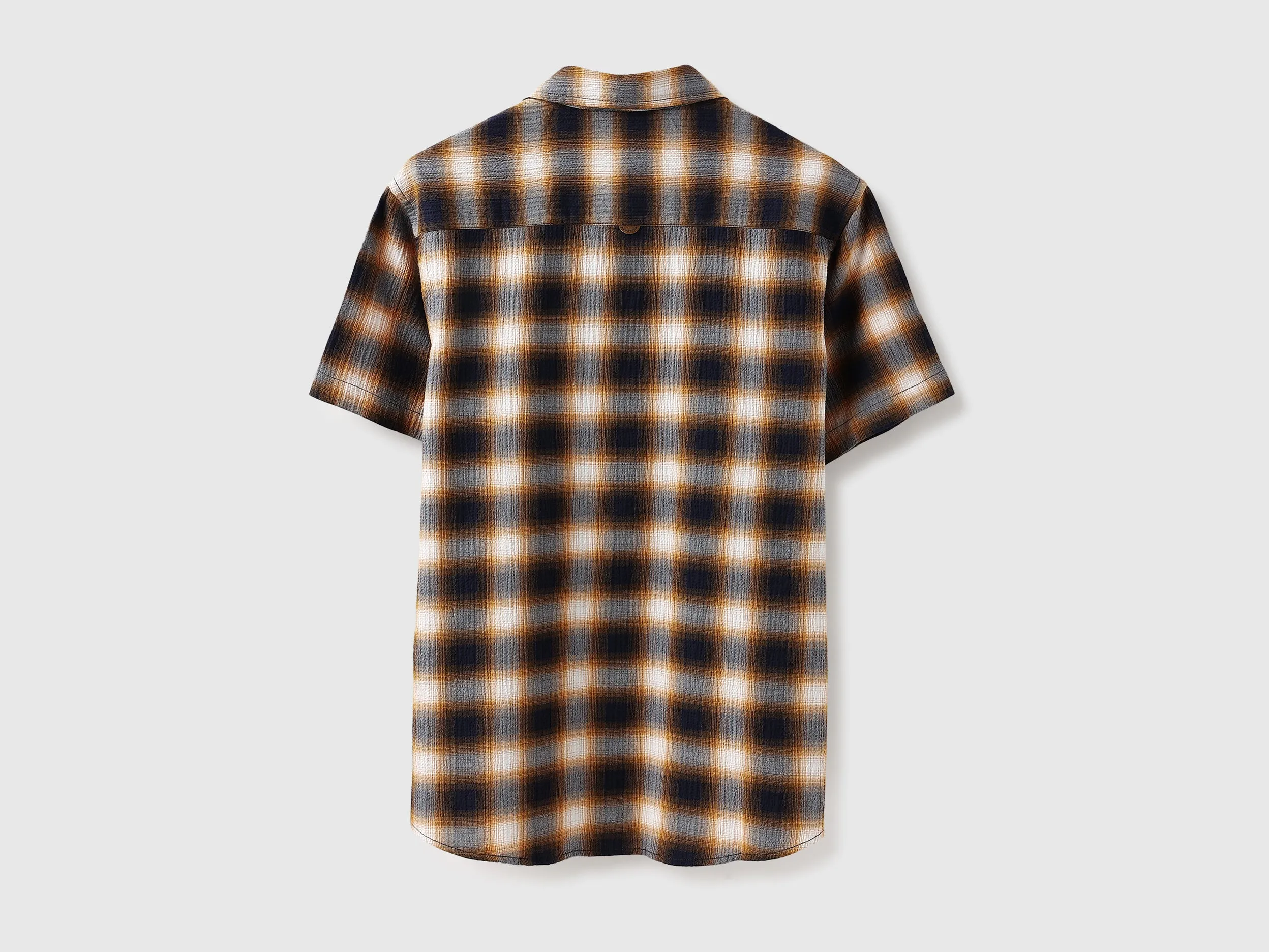 Relaxed Fit Spread Collar Crinkle Shadow Checkered Shirt