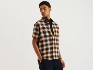 Relaxed Fit Spread Collar Crinkle Shadow Checkered Shirt