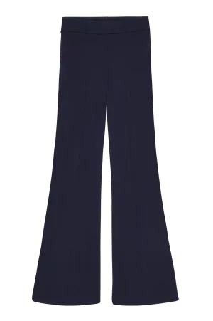 Rib Kick Flare Pant in Navy