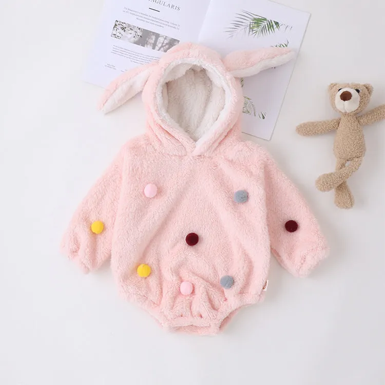 Romper Girl Hair Ball Korean Crawl Clothes