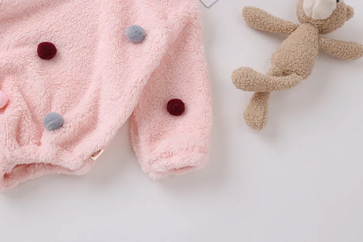 Romper Girl Hair Ball Korean Crawl Clothes