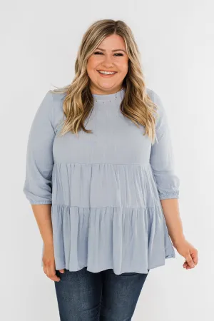 Ruffle Babydoll Chambray Top