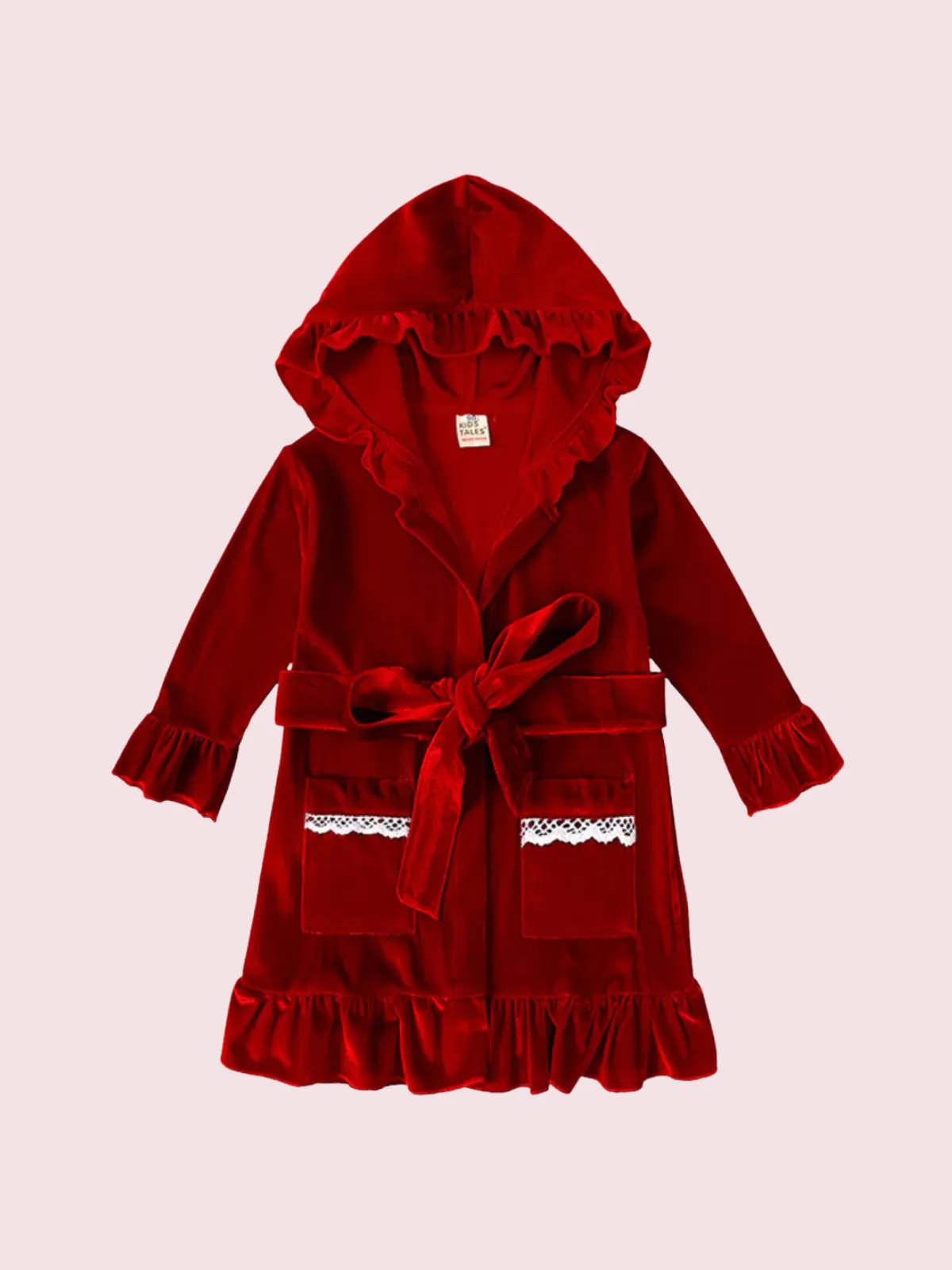 Ruffled Velour Hooded Robe