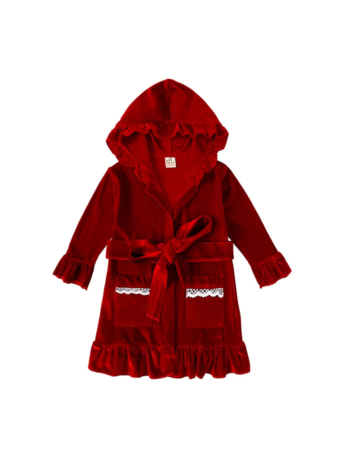 Ruffled Velour Hooded Robe