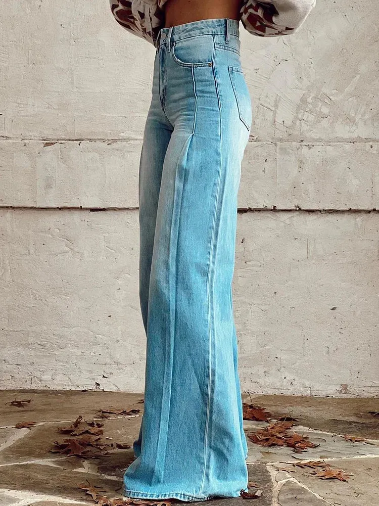 Sage - Casual Blue Wide Leg Pants