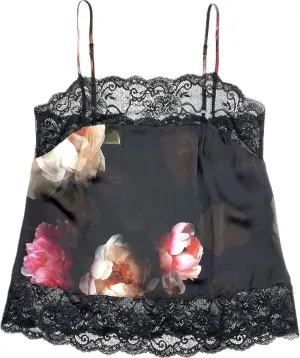 Samantha Chang Eloise Printed Silk Lace Camisole