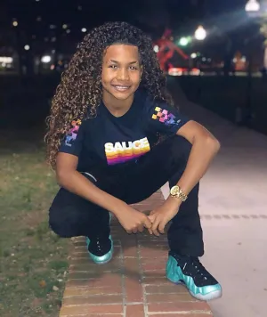 Sauce Color Stack | Black Tee (Color Stack Checkered Drippin Sleeves)