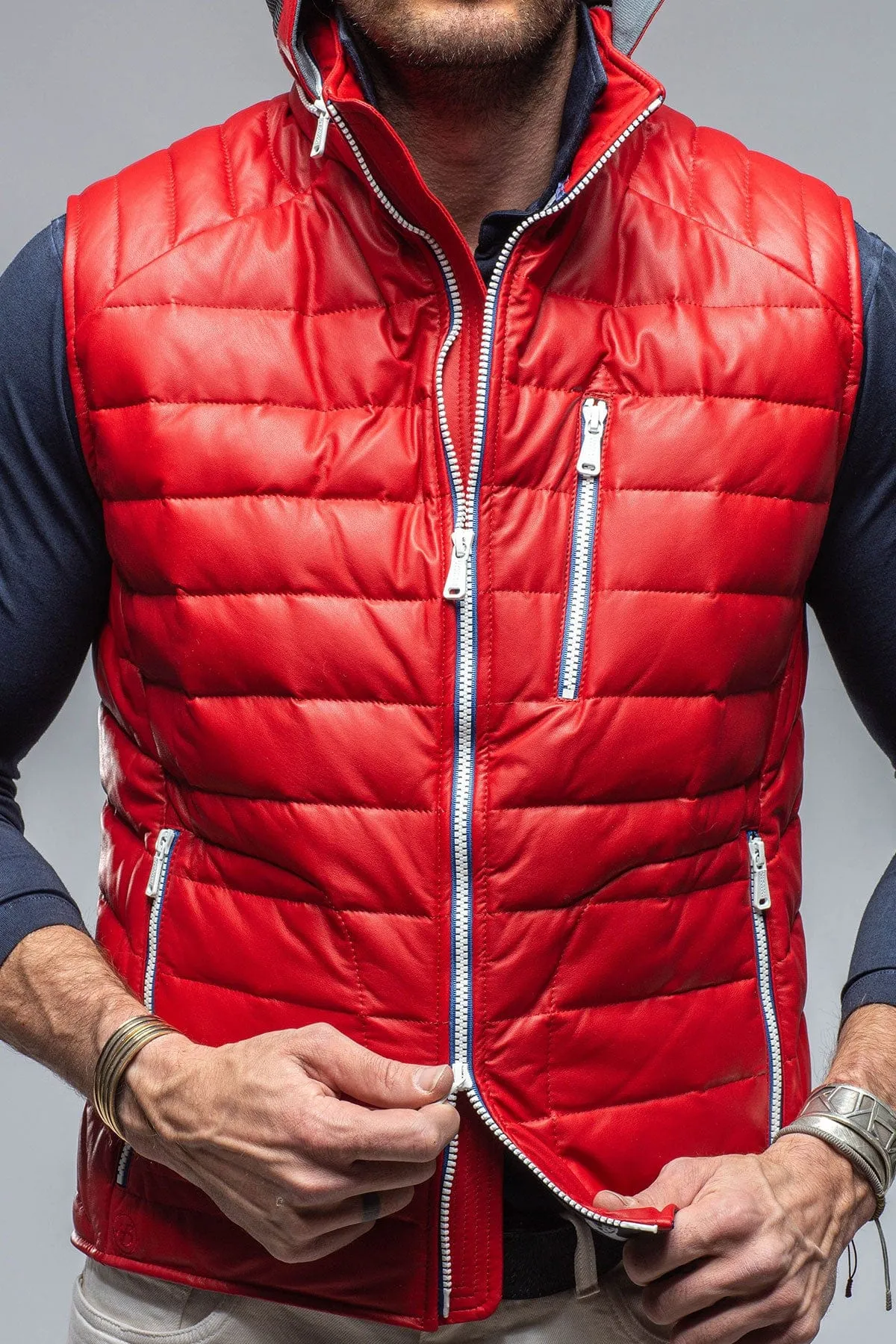 Saxan Leather Vest In Red