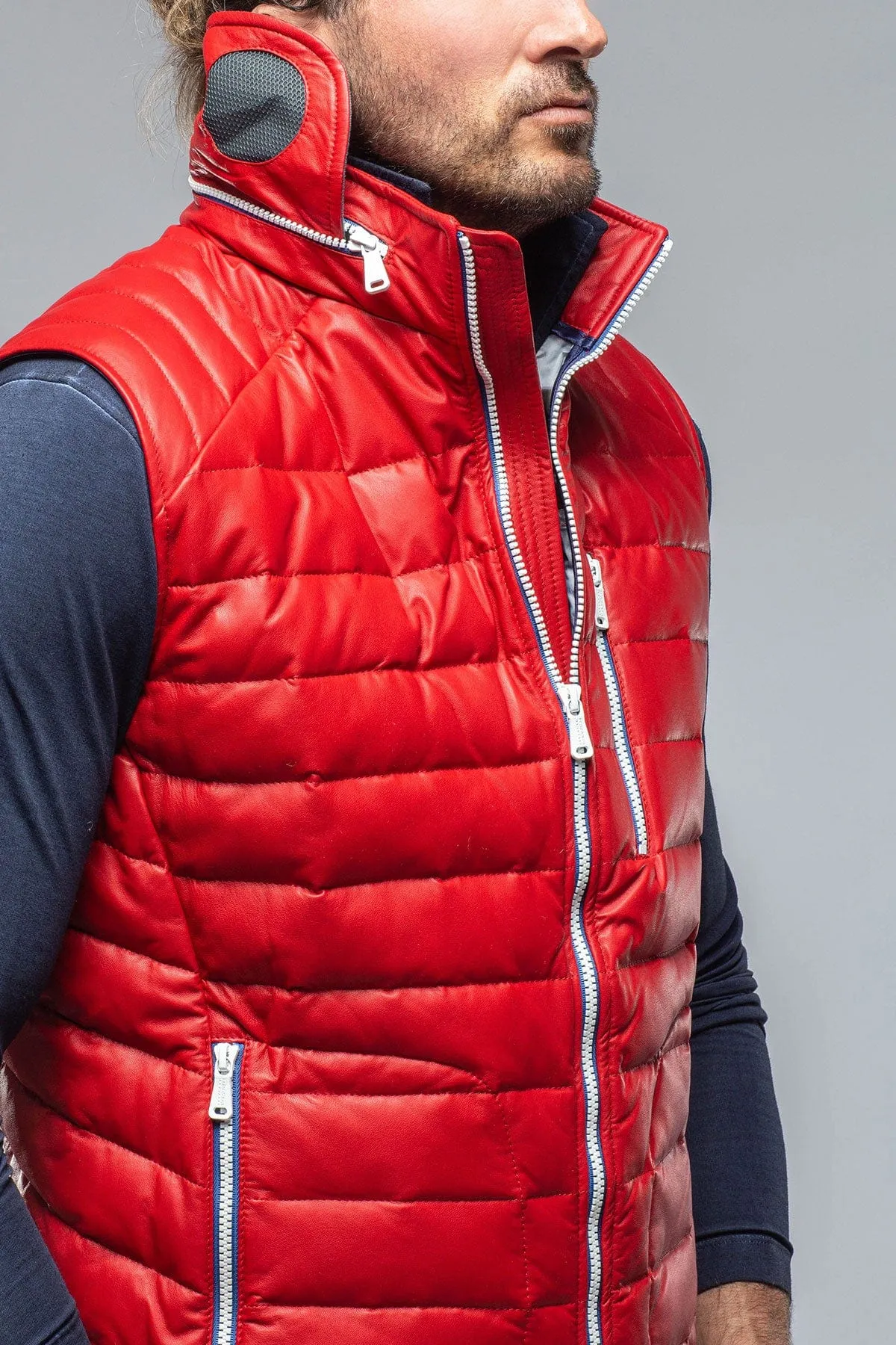 Saxan Leather Vest In Red