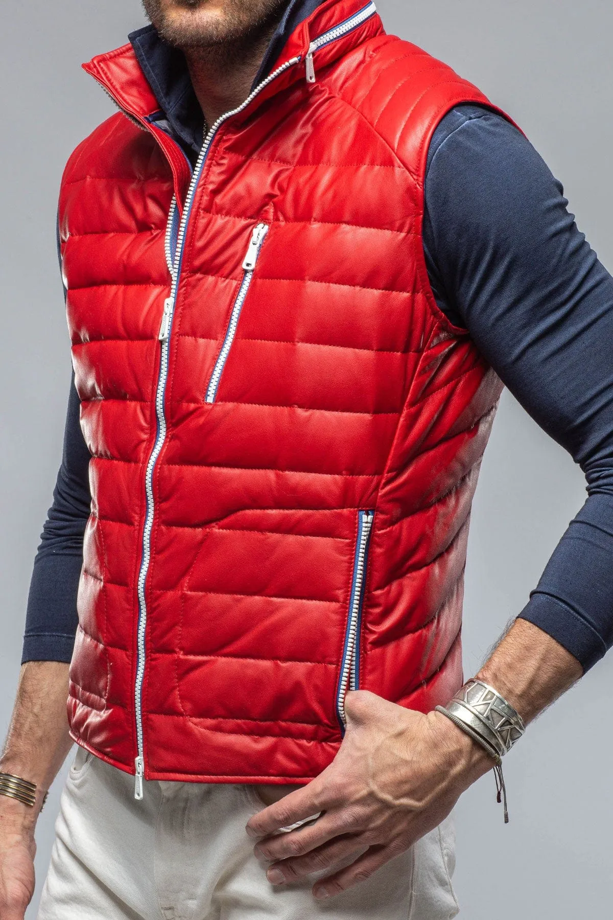 Saxan Leather Vest In Red